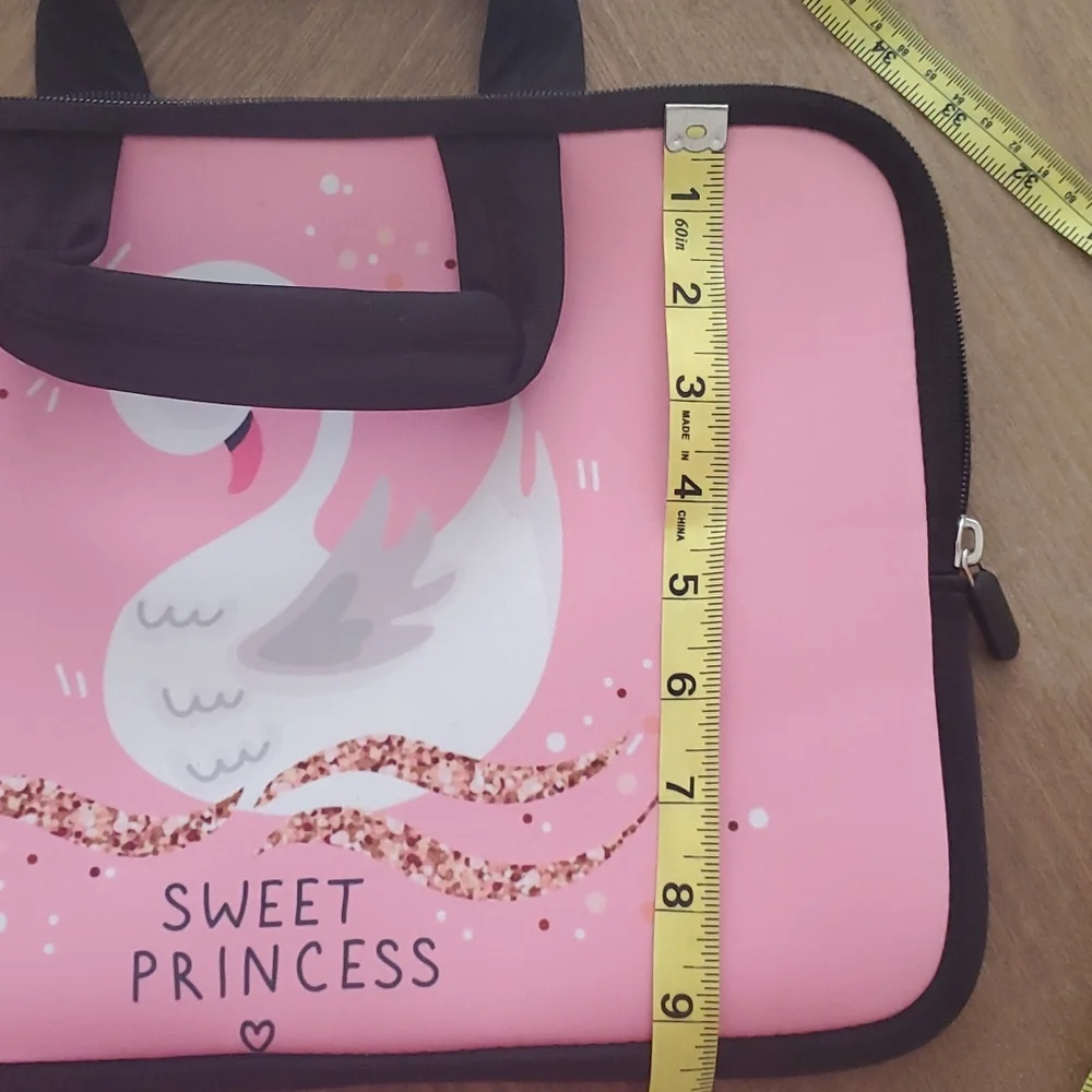 Laptop or Tablet Bag 13×9.5 Pink with black Lining.